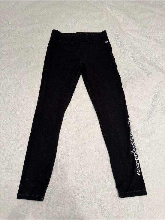 Champion Pants - Champion Black Leggings with White Script Logo